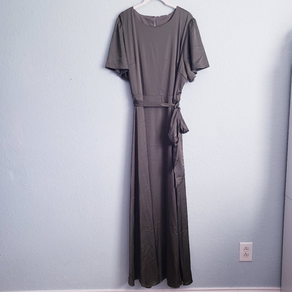 Baltic Born Juniper‎ Green Agnes Satin Maxi Dress - Picture 2 of 6